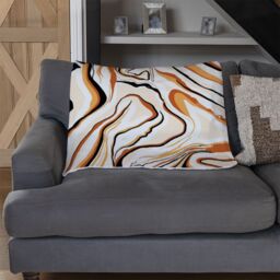 Benjamin Tate Design Warm Toned Liquid Marble Blanket in Natural - Size: 120 cm x 150 cm - thumbnail 2