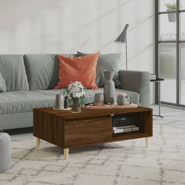Berkfield Home Coffee Table Brown Oak 90x60x35 cm Engineered Wood - Size: 90 x 60 x 35 cm - image 1