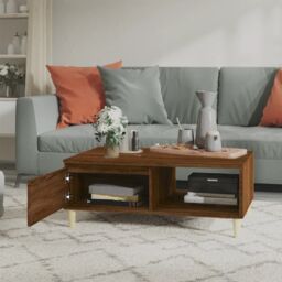 Berkfield Home Coffee Table Brown Oak 90x60x35 cm Engineered Wood - Size: 90 x 60 x 35 cm - thumbnail 3