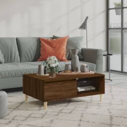 Berkfield Home Coffee Table Brown Oak 90x60x35 cm Engineered Wood - Size: 90 x 60 x 35 cm - thumbnail 1