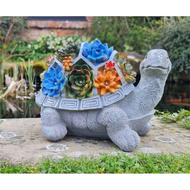Havendro Large Solar Tortoise Garden Ornament Light Up Lamp in Grey - Size: 0.6m2 - image 1
