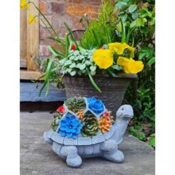Havendro Large Solar Tortoise Garden Ornament Light Up Lamp in Grey - Size: 0.6m2 - thumbnail 2