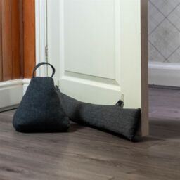 Nicola Spring Herringbone Door Stop - 23 x 22.5cm - Grey - Pack of 2 - Size: 23 x 22.5 cm - thumbnail 5