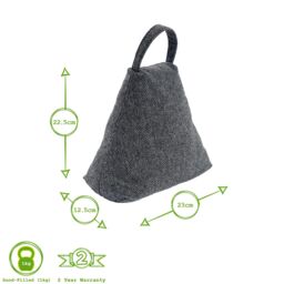 Nicola Spring Herringbone Door Stop - 23 x 22.5cm - Grey - Pack of 2 - Size: 23 x 22.5 cm - thumbnail 3