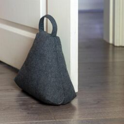 Nicola Spring Herringbone Door Stop - 23 x 22.5cm - Grey - Pack of 2 - Size: 23 x 22.5 cm - thumbnail 4