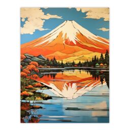 Artery8 Mount Fuji Reflecting In Lake Kawaguchi Waters Oil Painting Japan Sacred Volcano Mountain Unframed Wall Art Print Poster Home Decor Premium - thumbnail 1
