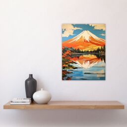 Artery8 Mount Fuji Reflecting In Lake Kawaguchi Waters Oil Painting Japan Sacred Volcano Mountain Unframed Wall Art Print Poster Home Decor Premium - thumbnail 4