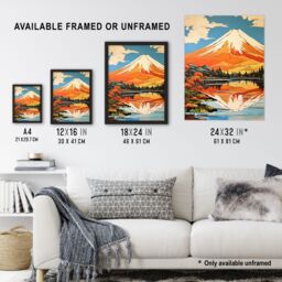 Artery8 Mount Fuji Reflecting In Lake Kawaguchi Waters Oil Painting Japan Sacred Volcano Mountain Unframed Wall Art Print Poster Home Decor Premium - thumbnail 3