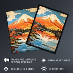 Artery8 Mount Fuji Reflecting In Lake Kawaguchi Waters Oil Painting Japan Sacred Volcano Mountain Unframed Wall Art Print Poster Home Decor Premium - thumbnail 2