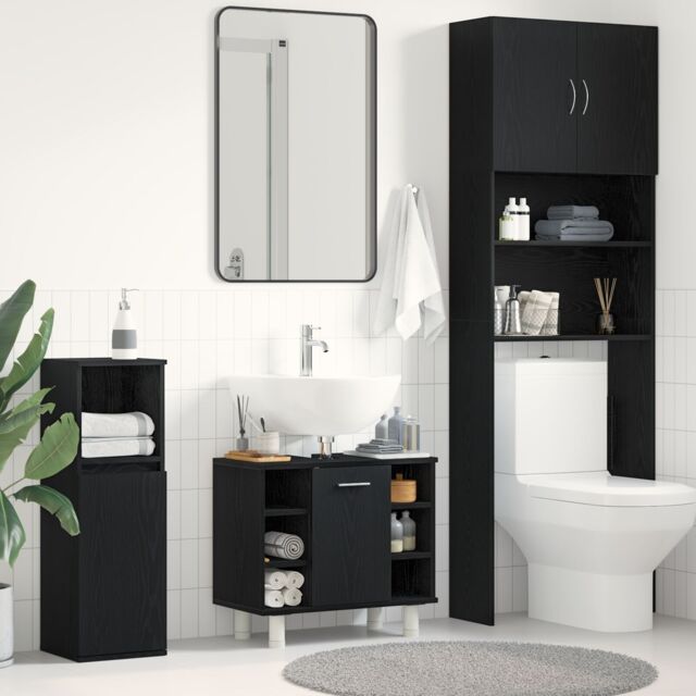 Berkfield Home Bathroom Cabinet Black Oak 60x32x54 cm Engineered Wood - Size: 60 x 32 x 54 cm - image 1