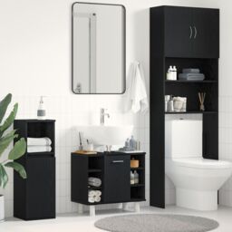 Berkfield Home Bathroom Cabinet Black Oak 60x32x54 cm Engineered Wood - Size: 60 x 32 x 54 cm - thumbnail 1