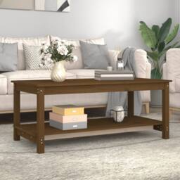Berkfield Home Beautiful Coffee Table Honey Brown 110x55x45 cm Solid Wood Pine - Size: 110 x 55 x 45 cm