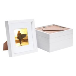 "Nicola Spring 8"" x 8"" White 3D Box Photo Frames - 4"" x 4"" Mount - Pack of 5" - thumbnail 1