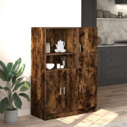 Berkfield Home 2 Piece Kitchen Cabinet Set Smoked Oak Engineered Wood in Brown - thumbnail 3