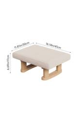 Living and Home Linen Upholstered Wooden Legs Footstool in Beige - thumbnail 4