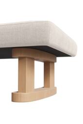 Living and Home Linen Upholstered Wooden Legs Footstool in Beige - thumbnail 5