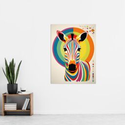 "Artery8 Wall Art Print Rainbow Zebra Colourful Graphic Artwork Zoo Animal Geometric Patterns & Shapes Kids Bedroom Painting Poster - Size: W18"" x H24""" - thumbnail 4