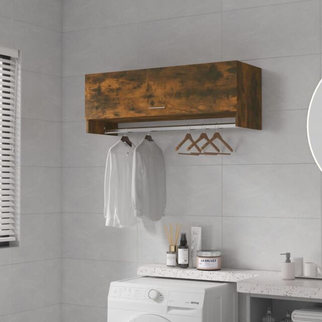 Berkfield Home Wardrobe Smoked Oak 100x32.5x35 cm Engineered Wood in Brown - image 1