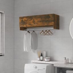 Berkfield Home Wardrobe Smoked Oak 100x32.5x35 cm Engineered Wood in Brown - thumbnail 1