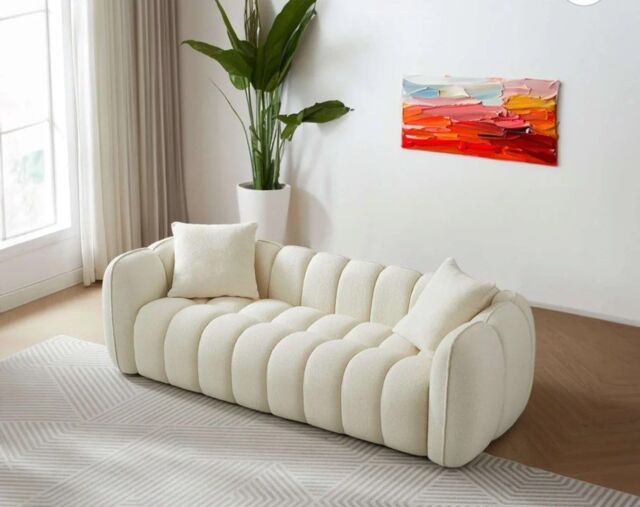 HOB Furniture Royal Oyster Sofa In Boucle - 7ft long in Cream - image 1