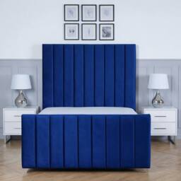 Living Comfort Bedz Zenith Plush Velvet Upholstered Bed Slatted Base with 48Inch Headboard in Blue - Size: Single - thumbnail 2