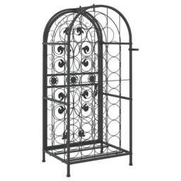 Berkfield Home Wine Rack for 33 Bottles Black 45x36x100 cm Wrought Iron - Size: 45 x 36 x 100 cm - thumbnail 5
