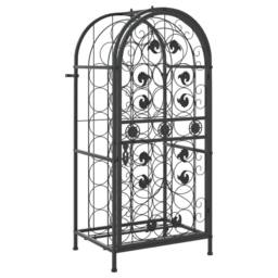 Berkfield Home Wine Rack for 33 Bottles Black 45x36x100 cm Wrought Iron - Size: 45 x 36 x 100 cm - thumbnail 2