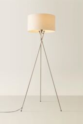 ValueLights Camden Brushed Chrome Tripod Floor Lamp with Cream Drum Lamp Shade in Beige - thumbnail 3