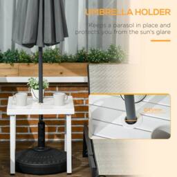 OUTSUNNY Garden Side Table Coffee Table with Umbrella Hole for Patio Balcony in White - thumbnail 4