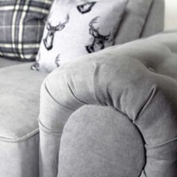 Furnishings For Less UK Milan Fabric 2 Seater Sofa Grey Fabric Scatter Back Chesterfield Style - thumbnail 4