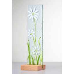 Sienna Glass Standing Decorative Flower Plaque White - thumbnail 1