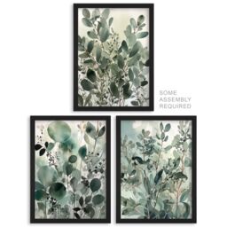 Artery8 A4 Wall Art & Frame Set of 3 Botanical Plants Sage Eucalyptus Leaves in Pale Green - thumbnail 1