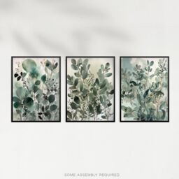 Artery8 A4 Wall Art & Frame Set of 3 Botanical Plants Sage Eucalyptus Leaves in Pale Green - thumbnail 4