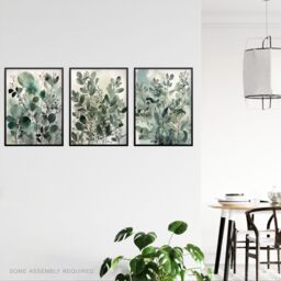 Artery8 A4 Wall Art & Frame Set of 3 Botanical Plants Sage Eucalyptus Leaves in Pale Green - thumbnail 2