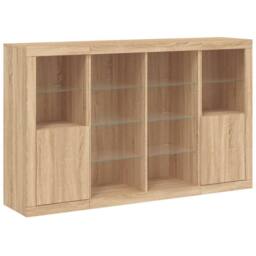 Berkfield Home Sideboards with LED Lights 3 pcs Sonoma Oak Engineered Wood in Light Tan - thumbnail 5