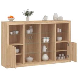 Berkfield Home Sideboards with LED Lights 3 pcs Sonoma Oak Engineered Wood in Light Tan - thumbnail 2