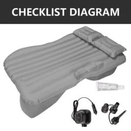 KORVIXA Inflatable Car Air Bed Rear Seat Mattress Travel Camping Grey - thumbnail 3