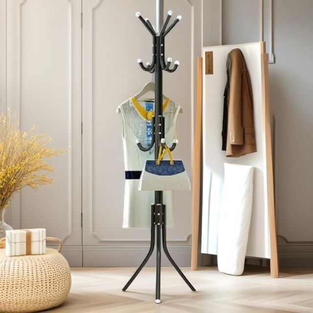 Pirlo Plush Metal Coat Stand With 12 Hooks in Black - image 1