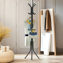 Pirlo Plush Metal Coat Stand With 12 Hooks in Black