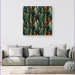 Warren Reed - Designer Impasto Style Christmas Trees Canvas in Green - Size: w10 inch x h10 inch - thumbnail 4