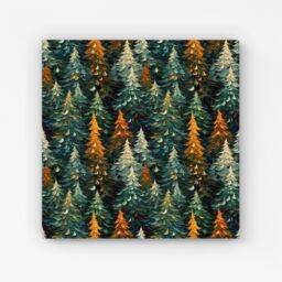 Warren Reed - Designer Impasto Style Christmas Trees Canvas in Green - Size: w10 inch x h10 inch - thumbnail 1