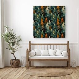 Warren Reed - Designer Impasto Style Christmas Trees Canvas in Green - Size: w10 inch x h10 inch - thumbnail 3