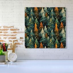 Warren Reed - Designer Impasto Style Christmas Trees Canvas in Green - Size: w10 inch x h10 inch - thumbnail 2