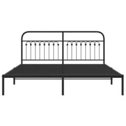 Berkfield Home Metal Bed Frame without Mattress with Headboard Black 183x213cm - Size: 183x213 cm - thumbnail 4