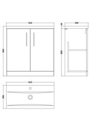 Balterley Contemporary Bathroom Floor Standing 2 Soft-Close Door Vanity Unit & Mid-Edge Basin, Satin Green, 800 mm in Green - thumbnail 8