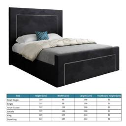 KDMD Lyminge Upholstered Black Soft Velvet Designer Bed Frame - Size: King - thumbnail 7