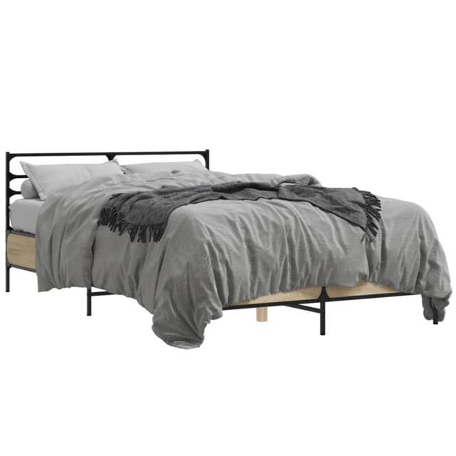 Berkfield Home Bed Frame without Mattress Sonoma Oak 140x190 cm in Light Tan - image 1