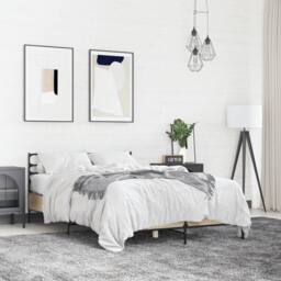 Berkfield Home Bed Frame without Mattress Sonoma Oak 140x190 cm in Light Tan - thumbnail 2