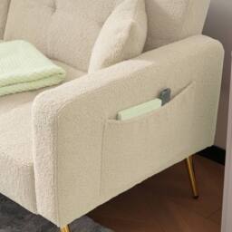 BTM Sofa bed with adjustable backrest cushions & side storage pockets in Beige - thumbnail 6
