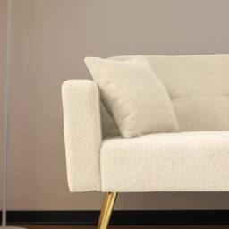 BTM Sofa bed with adjustable backrest cushions & side storage pockets in Beige - thumbnail 8